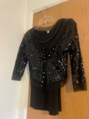 Rebrilliant Black Sequin Trim Cardigan, Basil Maude